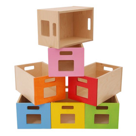 Dřevěný kontejner na hračky malý s plexi