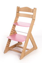 Rostoucí židle MAJA - opěrka do kulata (dub světlý, růžová)