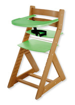 Rostoucí židle ELA - velký pultík (dub světlý, zelená)
