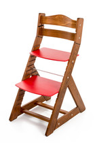 Rostoucí židle MAJA - opěrka do kulata (dub tmavý, červená)