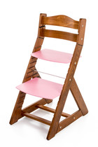 Rostoucí židle MAJA - opěrka do kulata (dub tmavý, růžová)